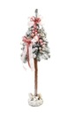Zasnežený vianočný stromček na pni, zdobený Ružový 110cm