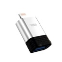 XO NB186 USB - Lightning OTG adaptér strieborný