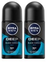 NIVEA MEN Deep Black Carbon Beat antiperspirant roll-on 2 x 50 ml