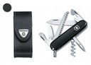 Victorinox 1.3613, vreckový nôž Camper + kožené puzdro 4.0520.3, 91 mm, čierny