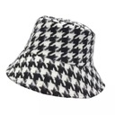 Čiapka bucket, dámska, houndstooth, hrubá šachovnica, módna