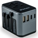 Cestovný adaptér Verbatim EU/UK/US 2xUSB-A/2xUSB-C PD 30W UTA-03 čierna/bla