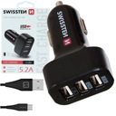 SWISSTEN Autonabíjačka 3x USB + microUSB kábel