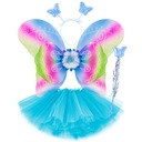 SET BUTTERFLY Outfit WINGS modrá tutu sukňa FAREBNÝ MOTÝĽ