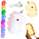 Silikónová viacfarebná nočná lampa na detský spánok, Unicorn LED RGB