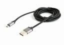 Micro USB kábel, textilný oplet/1,8m/čierny