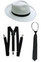 Kravata Gangster Set Suspenders Hat z 20. rokov 20. storočia