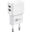 Goobay | 4kolíkový USB typ A | Eurozástrčka (napájanie CEE 7/16) | Biela | 12 wattov