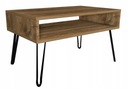 Retro loftový drevený konferenčný stolík, čierne nohy, 90x60