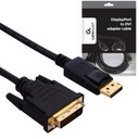 K DISPLAYPORT DP - DVI KÁBEL 24+1 FULLHD DP KONVERTOR 1,8M ČIERNY