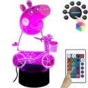 NOČNÁ LAMPA PEPPA PIG 3D LED FARBY USB DIAĽK