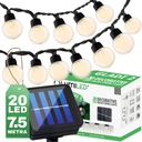 SOLAR GARDEN GARLAND SOLÁRNE LAMPY 20 LED ŽIAROViek 7,5M REŤAZ