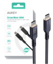 AUKEY CB-MCC102 USB-C Power Delivery PD kábel 100W 5A LED 1,8m nylonové opletenie