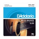 D'Addario EJ36 80/20 Bronze Acoustic 10-47 struny pre 12-strunovú gitaru