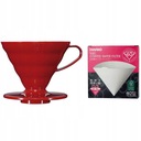 Kávovar Hario V60-02 červený + filter Hario V60-01 40 kusov