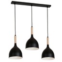 Trojitý kovový luster, čierne drevo, LOFT, 75 cm