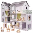 DOLLHOUSE drevo + nábytok 70cm sivá