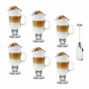 LATTE GLASS x6 + manuálny napeňovač mlieka Tadar