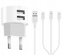 Nabíjacia kocka 2xUSB napájanie + 3v1 USB-C Lightning Micro trojitý kábel