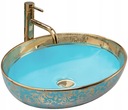 Keramické umývadlo MARGOT, modrá, zlatý vzor