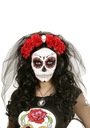 Čelenka so závojom RED ROSES Dia de los Muertos