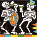 Séria Mexická dlaždica s reliéfom-Catrina-Fiesta