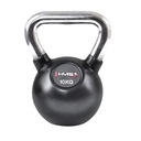 Kettlebell činka 10kg, pogumovaná, CHROMOVANÁ RÚČKA