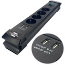 Napájacia lišta so 4 zásuvkami. 2 rýchle USB nabíjačky