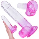 UMELÝ PENIS S ŽILAMI A ORIEŠKAMI DILDO RUŽOVÁ TRANSPARENTNÁ PRÍSAVKA