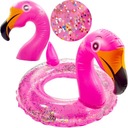 VEĽKÉ NAFUKOVACIE FLAMINGO NA PLÁVANIE, KOLESKO 90CM GLITROVÉ