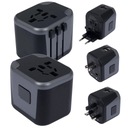 UNIVERZÁLNY CESTOVNÝ ADAPTÉR ZÁSUVKY ADAPTÉR SVET EU UK USA + 2xUSB