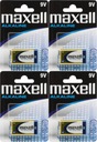 Maxell 9V 6LR61 alkalická batéria 1ks x4