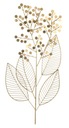 Zlatá nástenná dekorácia kovové kvety listy