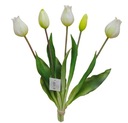 TULIPÁN *5 kytice silikónová guma 40 cm biela