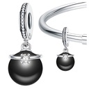 CHARMS BLACK PEARL 925 strieborný korálkový prívesok korálky zirkónový prsteň