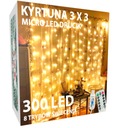 MIKRO LED ZÁCLONA 3 X 3 DRÔTOVÉ SVETLO NA DIAĽKOVÉ OVLÁDANIE TEPLÁ