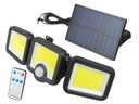 3X COB SOLAR LAMPA, SOLÁRNY PANEL SO 4M KÁBLOM, DIAĽKOVÉ OVLÁDANIE