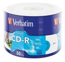 VERBATIM CD-R 700 MB 52X ŽIVOTNOSŤ ÚDAJOV TLAČITEĽNÁ SP*50 43794