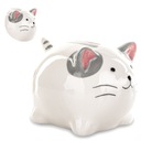 Piggy Bank CAT Open Ceramic White Grey 10x14