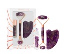 CRYSTALLOVE Beauty set: masażer do twarzy + płytka gua sha + buteleczka rol