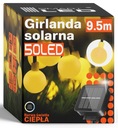 Solárna záhradná girlanda Solárne osvetlenie 50x LED žiarovka na balkón 9m IP67