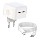 Dvojitá nabíjačka 2x USB-C PD 35W QC USB C kábel