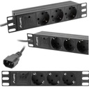 POWER STRIP RACK PDU 10''10A 2M 3XSCHUKO C14