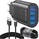 SIEŤOVÁ NABÍJAČKA NABÍJACÍ ZDROJ 4XUSB QC3.0 mikrokábel RÝCHLY