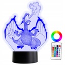 XL LED 3D Charizard Pokémon nočná lampa 16 farieb + diaľkové ovládanie