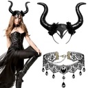 Set DARK QUEEN elegantný GOTHIC CHOKER BAND Maleficent DIABOLINA