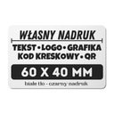 Samolepky LOGO GRAFIKA TEXT Etikety - x200 kusov - 60x40 mm - biela FÓLIA