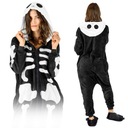 ONESIE SKELETON PLYŠOVÝ KOSTÝM HALLOWEENSKÝ OUTFIT TEPLÉ ŠATY UNISEX S