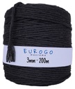 Twisted Cotton Macrame Cord Black Black ECO Priadza 200m 3mm