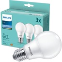 3x E27 A60 LED žiarovka 8W = 60W 806lm 6500K Studená PHILIPS